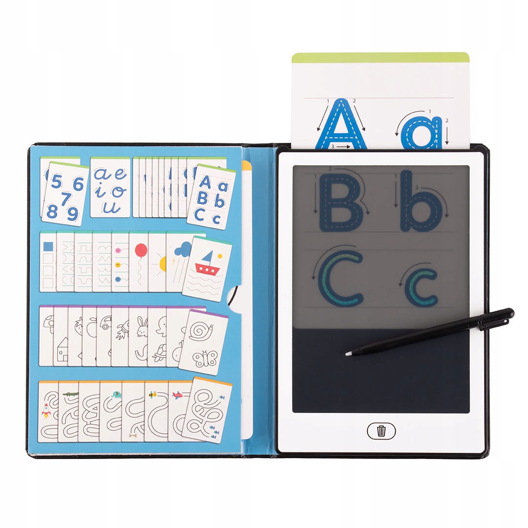 Tablet LCD z 40 szablonami do odrysowywania Apli Kids nauka literek i cyfr