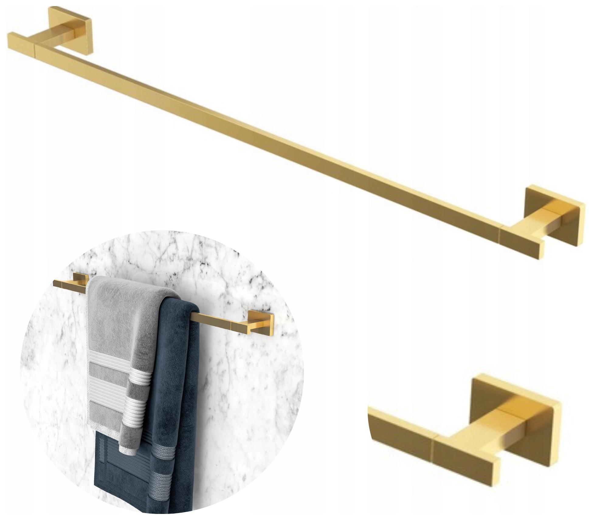 Držák na ručník dlouhý koupelnový věšák zlatý reling tyč Caro