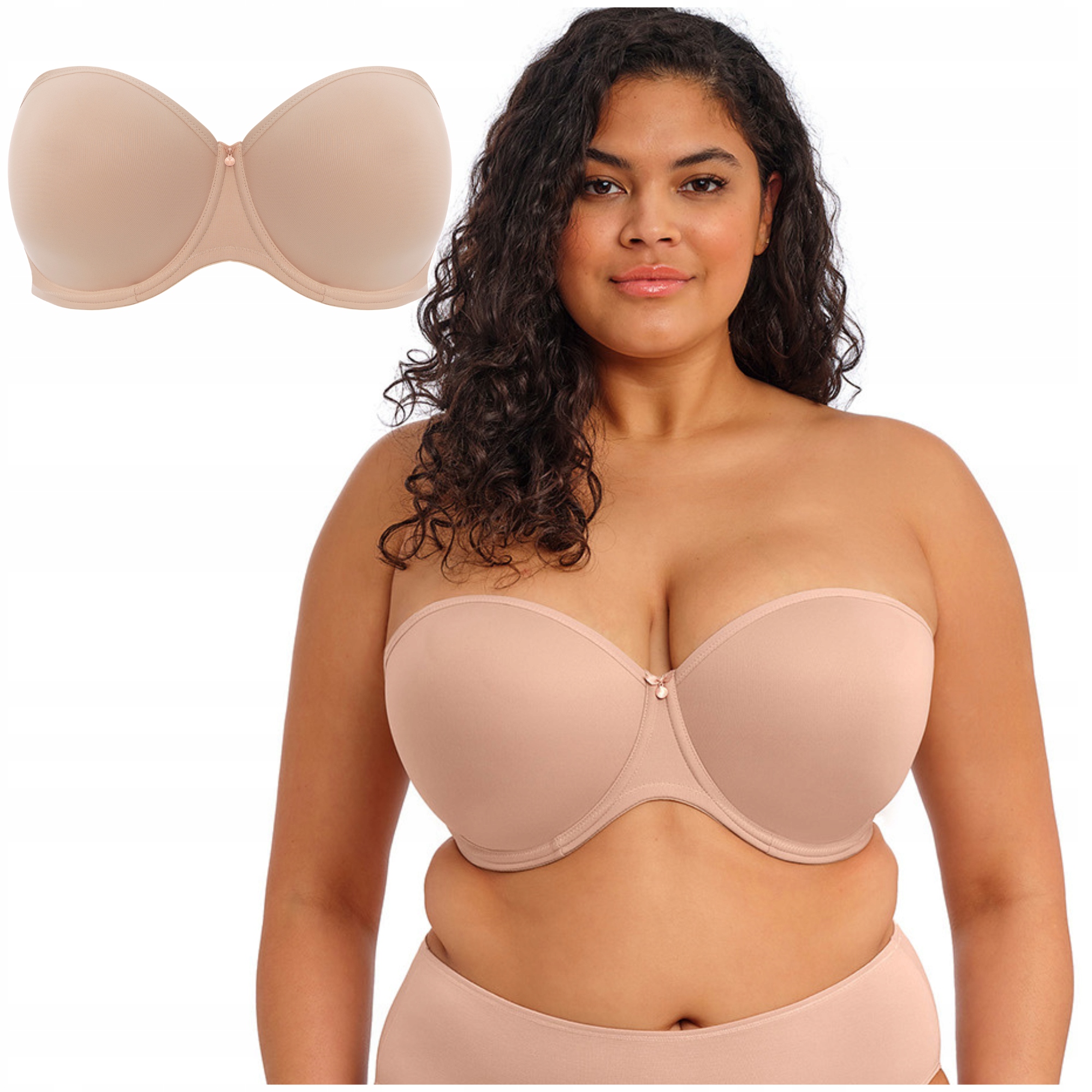 Podprsenka strapless bardotka pro zakrytá ramena Elomi Smooth béžová 34HH/75L