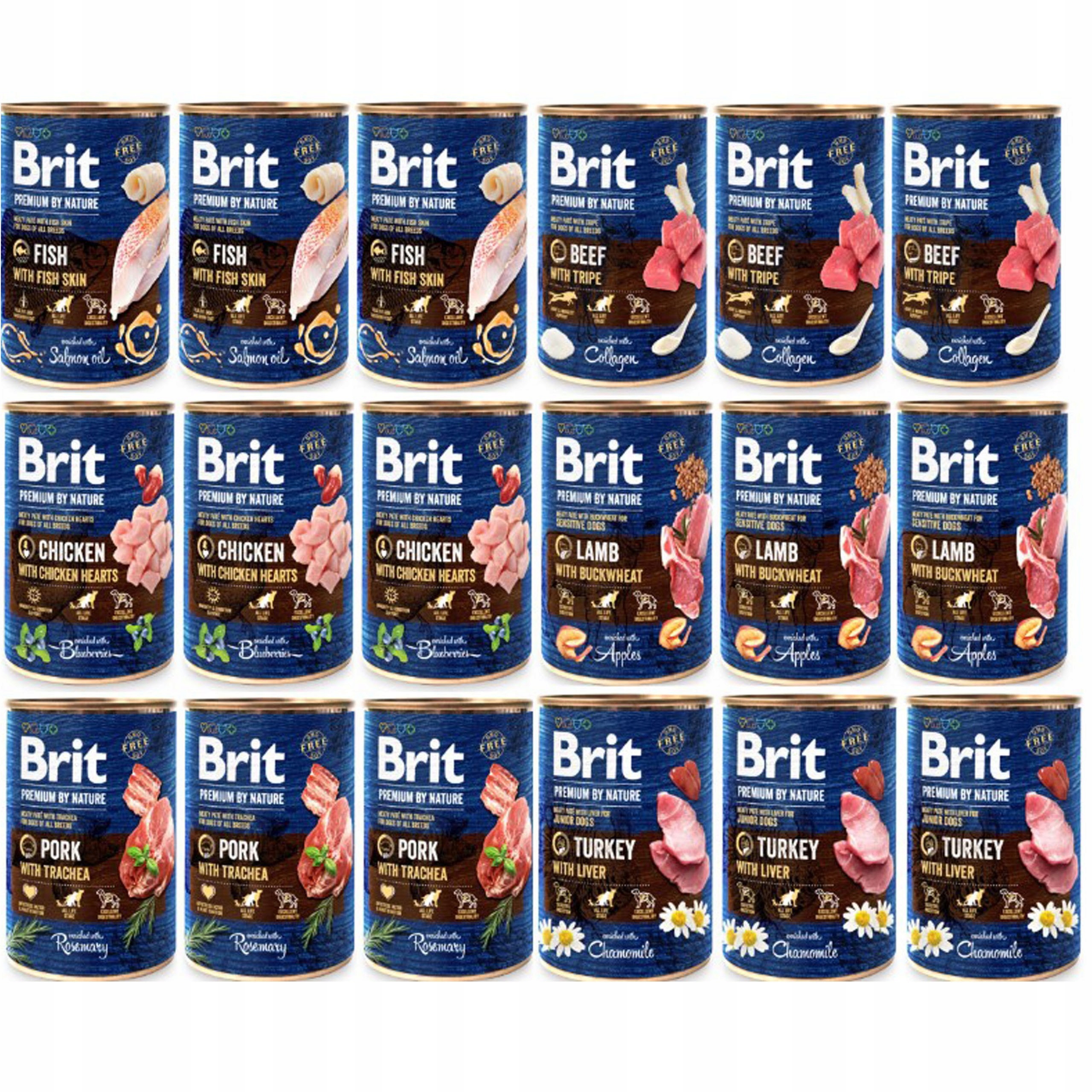 Brit Premium By Nature mokra karma dla psa mix smaków 18 x 400g bez zbóż