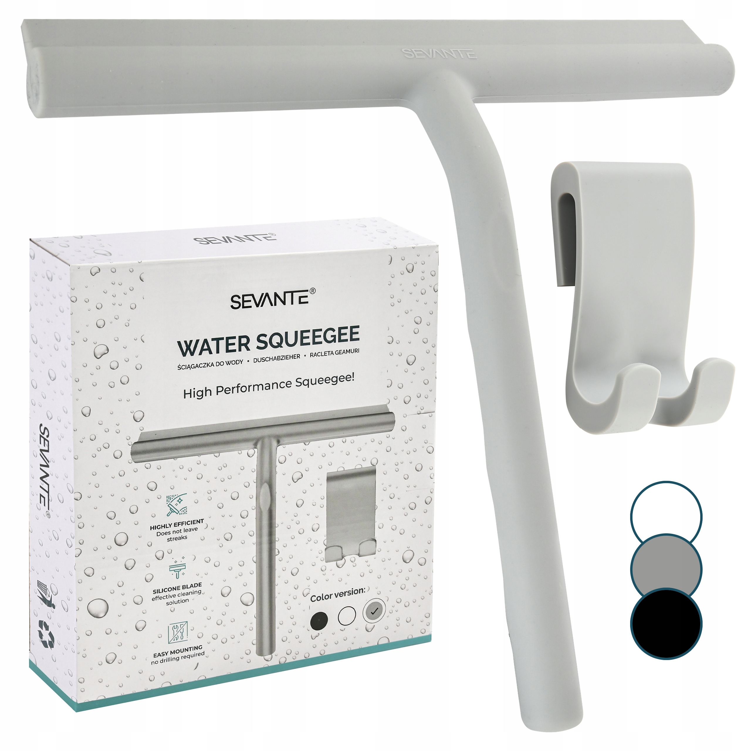 Levně Silikonová Stěrka Na Vodu A Páru Zrcadel Kabin, Světle Šedá Sevante