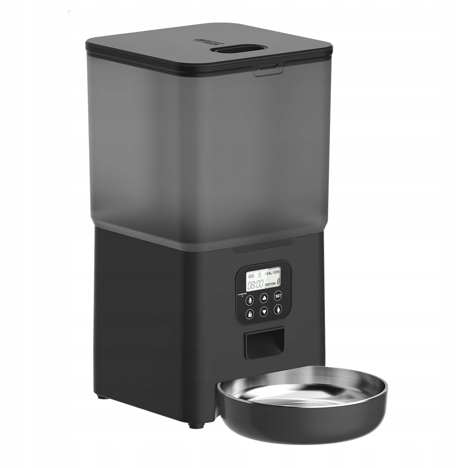 Levně 5,6l Automatický dávkovač krmiva pro kočky s nerezovými miskami a hlasovým záznamníkem