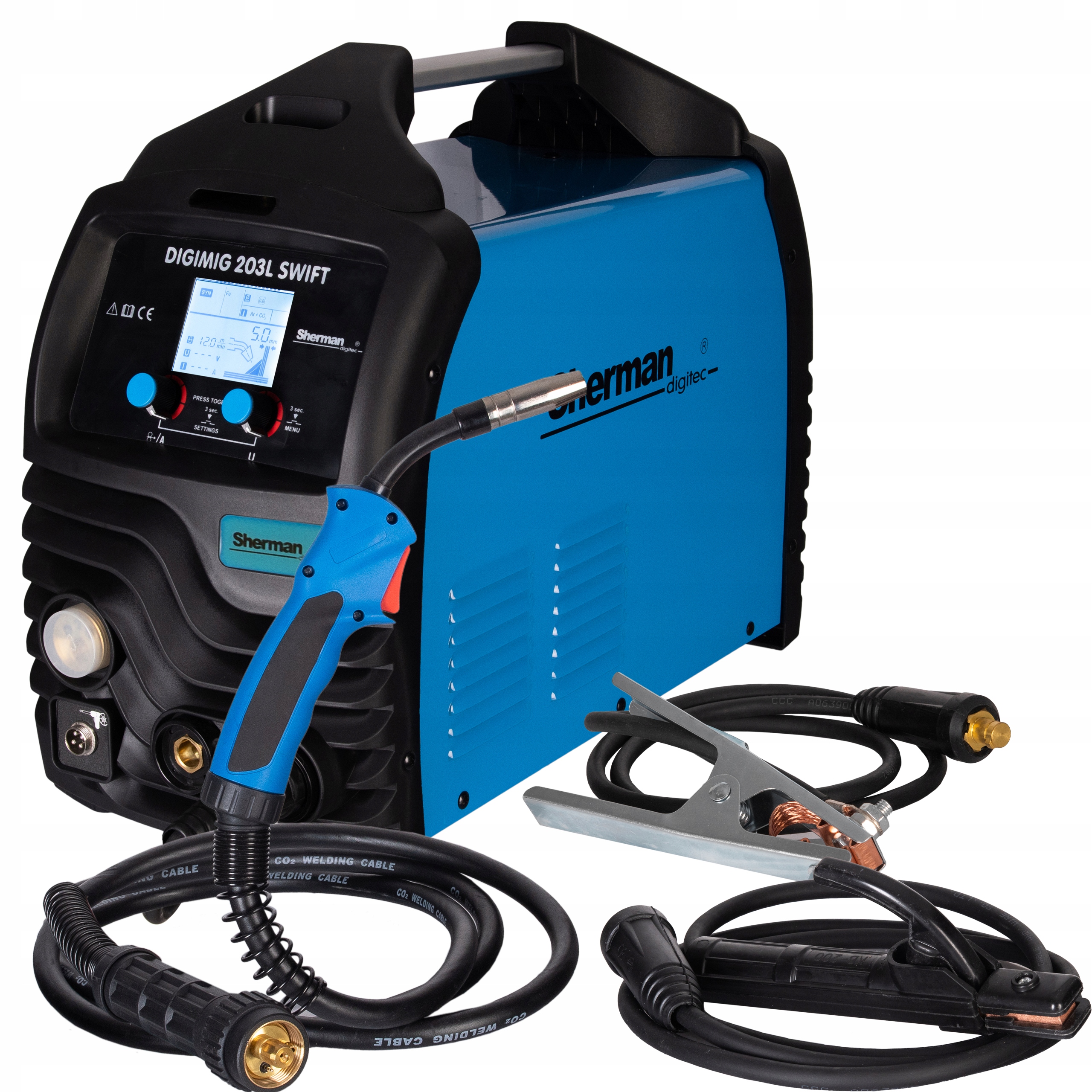 Svařovací stroj Sherman Digimig 203L Swift 3v1 Poloautomat Synergie Mig Tig Mma 200