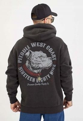 Mikina Pit Bull S Kapucí Strenght & Respect washed dark graphite