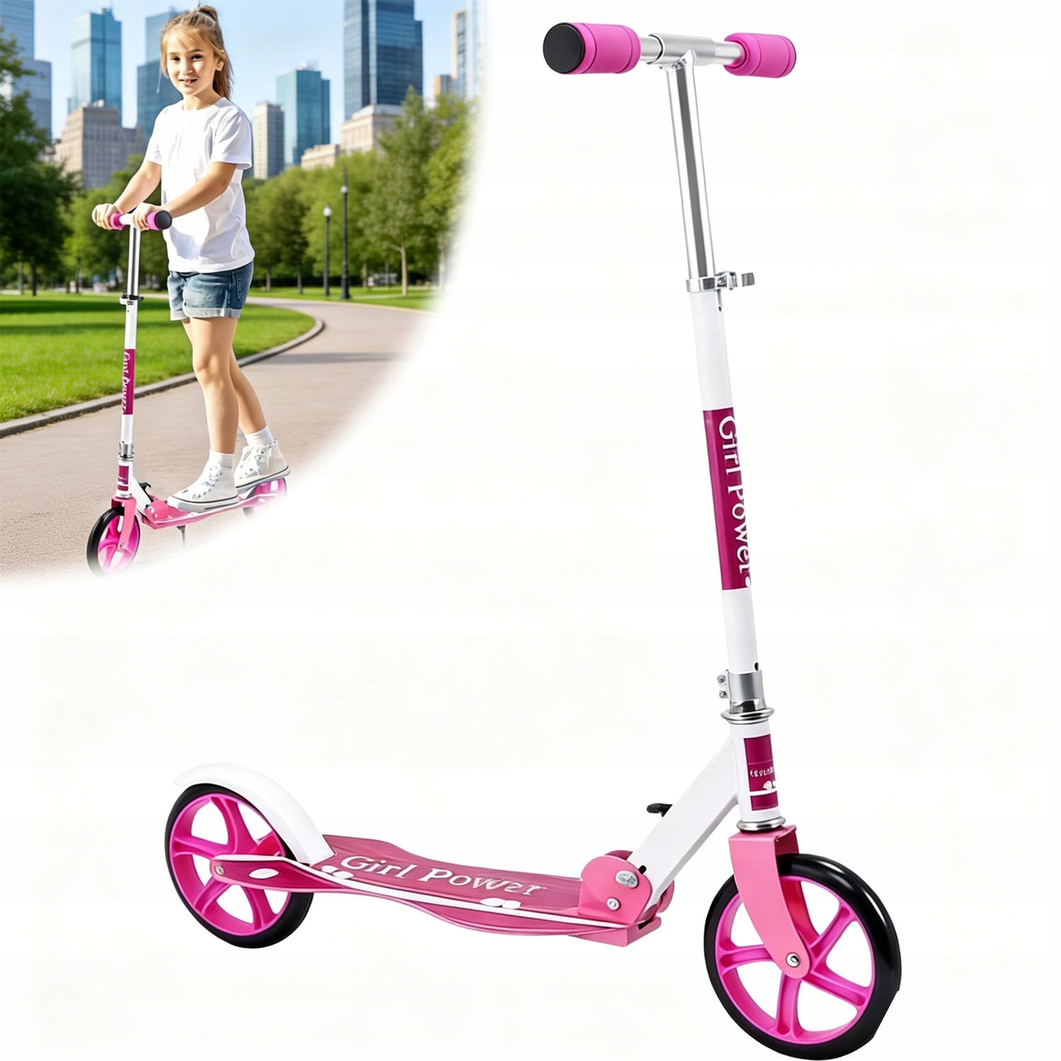 Składana Hulajnoga Miejska Różowa Dla Dzieci I Dorosłych Lekka