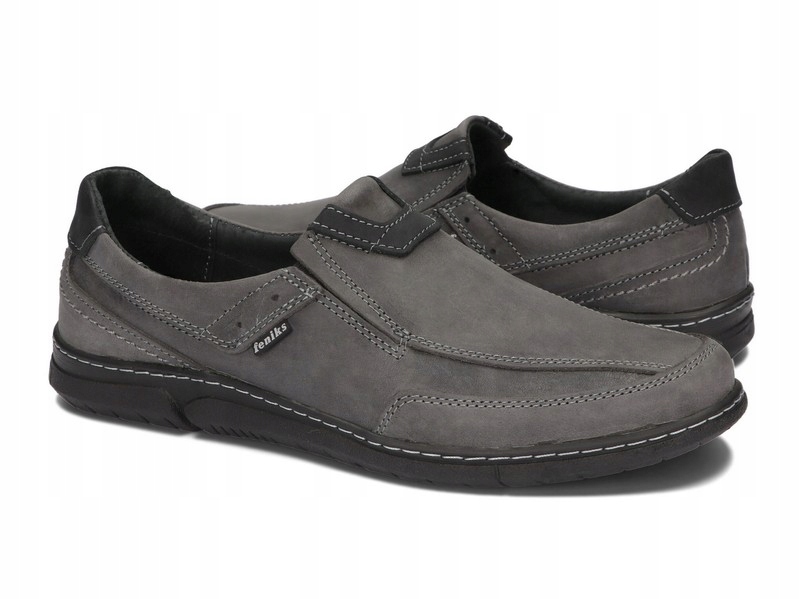 MOKASYNY SKÓRA NATURALNA PÓŁBUTY 102 SZARY 40 Marka inna