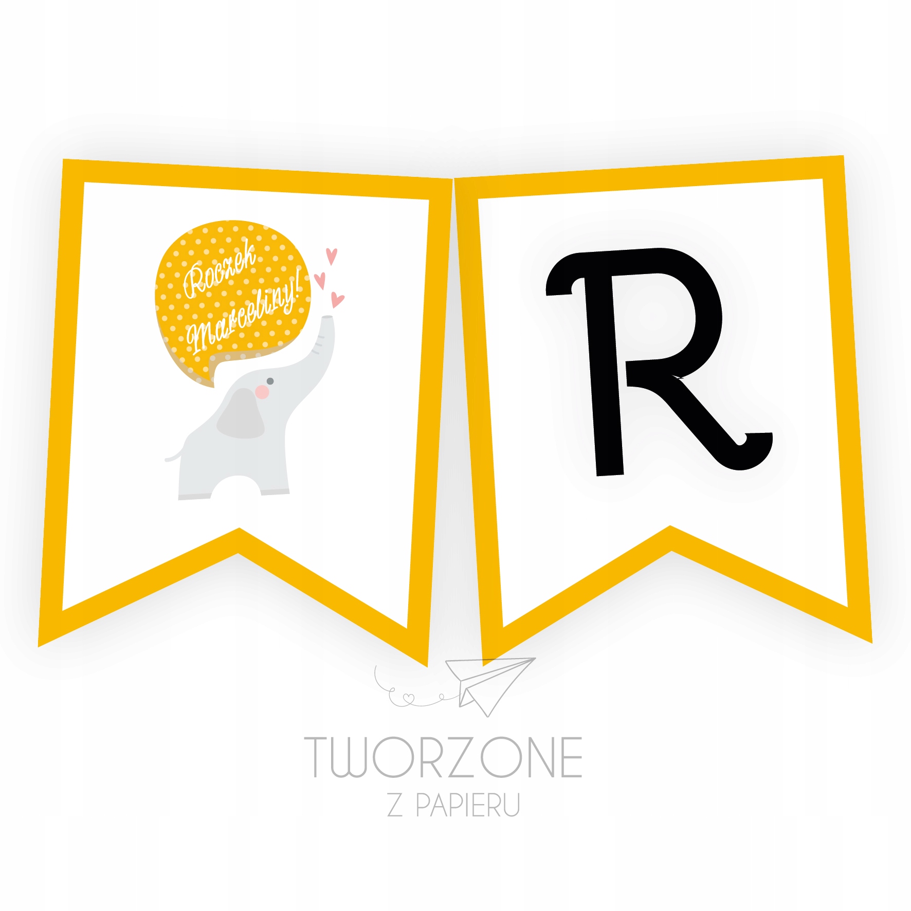 Girlanda ROCZEK CHRZEST URODZINY + IMIĘ DZIECKA Długość 2 cm