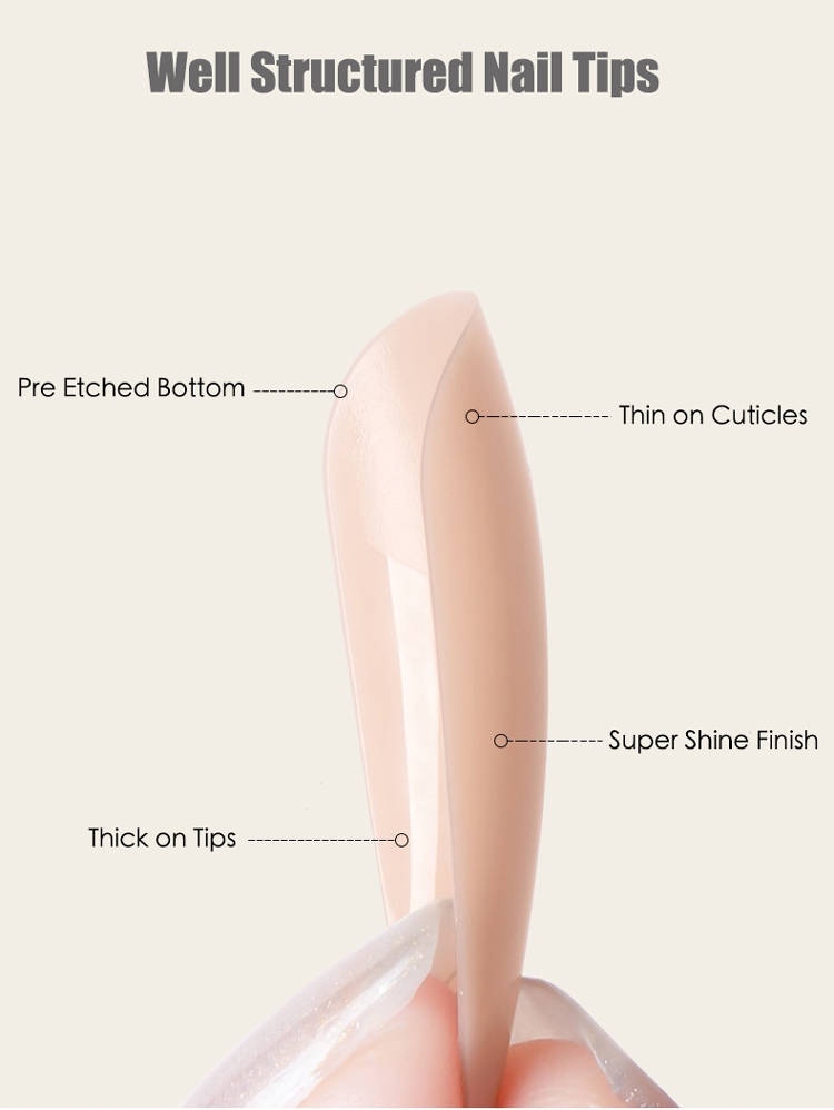 Tipsy żelowe migdałki białe 240 szt. Kolor Biel