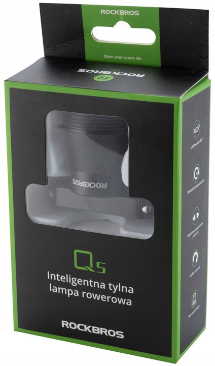 ROCKBROS MOCNA LAMPKA ROWEROWA TYLNA INTELIGENTNY SYSTEM STOP HAMOWANIE Zasilanie akumulator