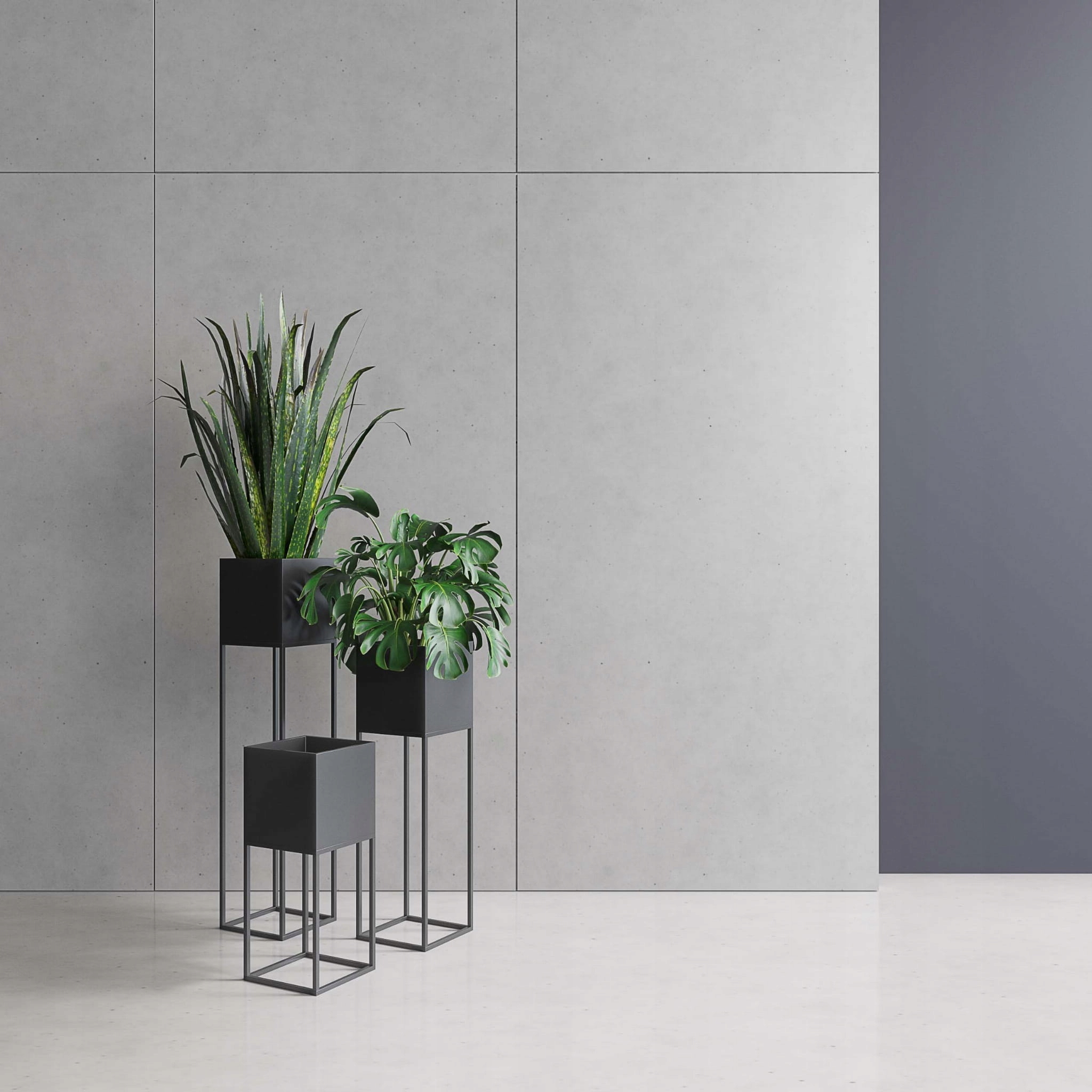 Osłonka Kwietnik Metalowy Stojak Loft Czarny Wysokość produktu 47 cm