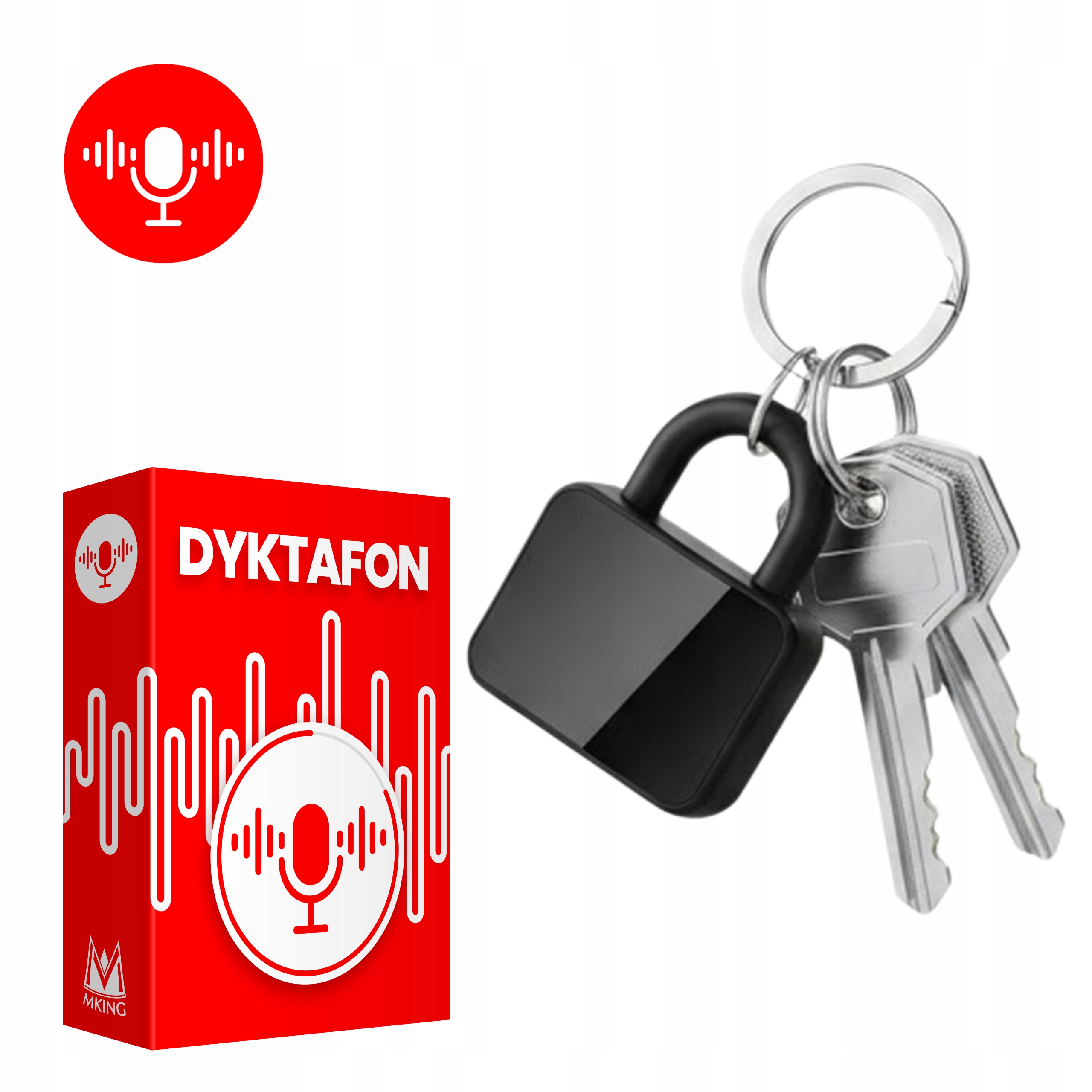 Diktafon mini odposlech MK-Q11 8GB Usb visací zámek, detekce zvuku 20h/30 dní