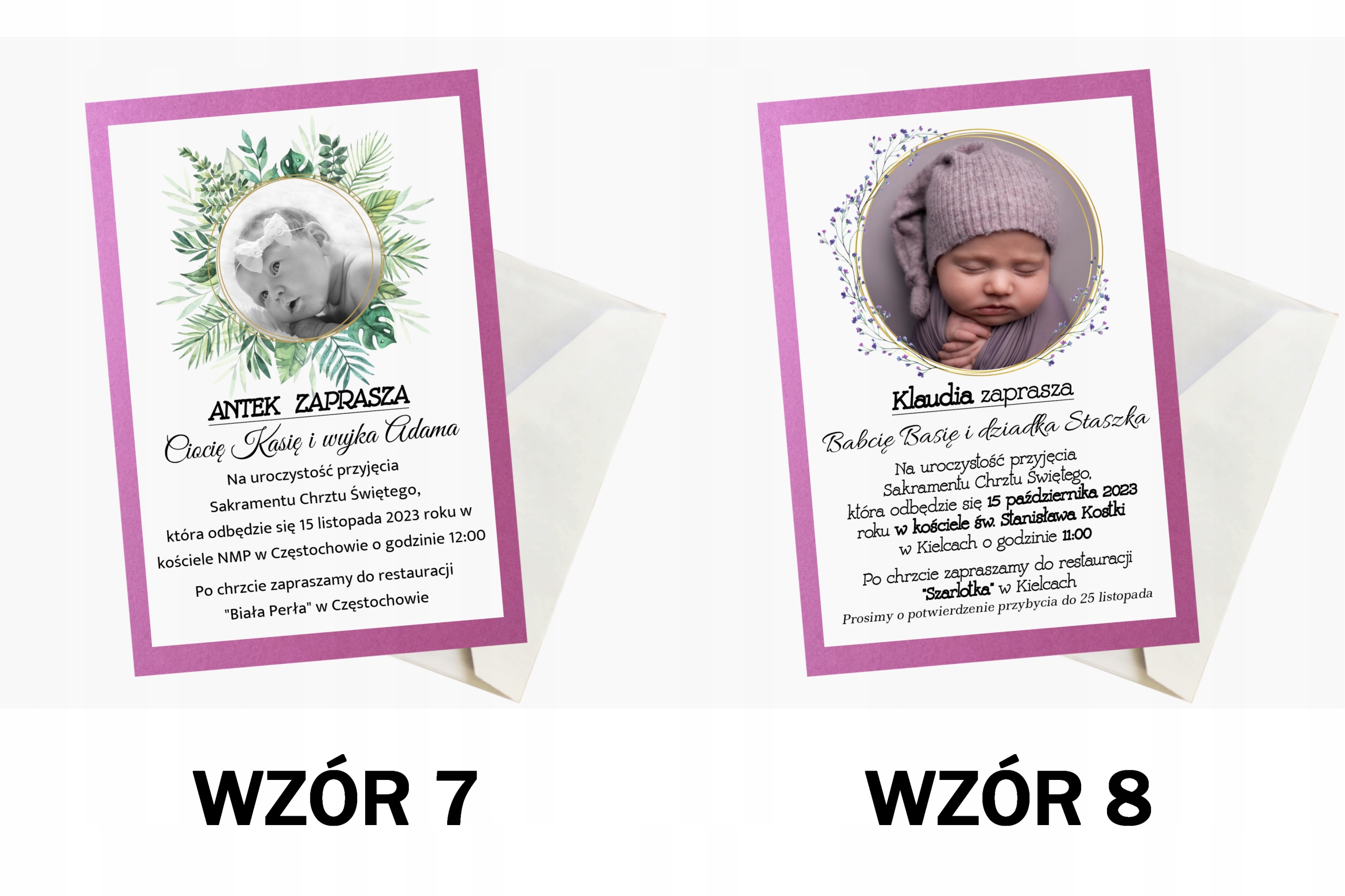 ZAPROSZENIA NA CHRZEST ŚWIĘTY NADRUK ZDJĘCIE WZORY Kolor dodatkowy biały