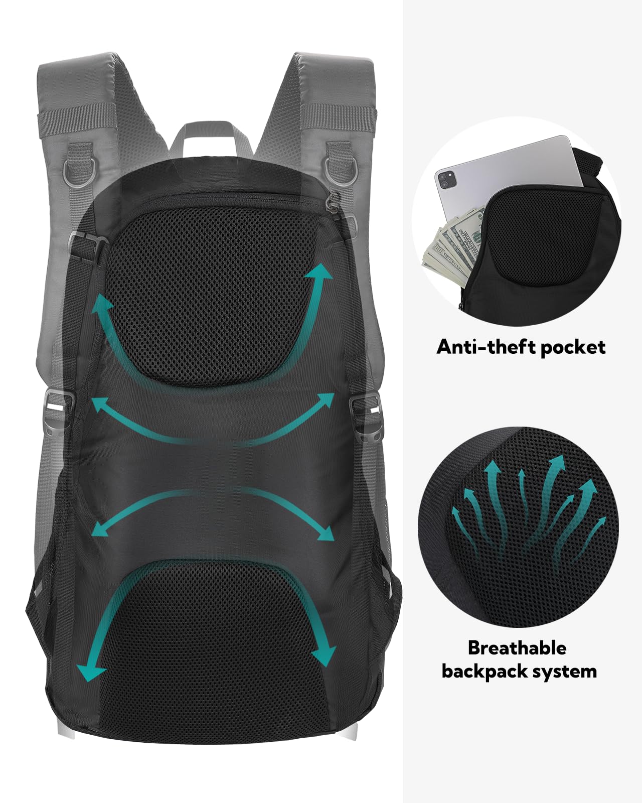 WATERFLY Plecak Turystyczny 30L Wodoodporny Trekkingowy Unisex — miniatura 3