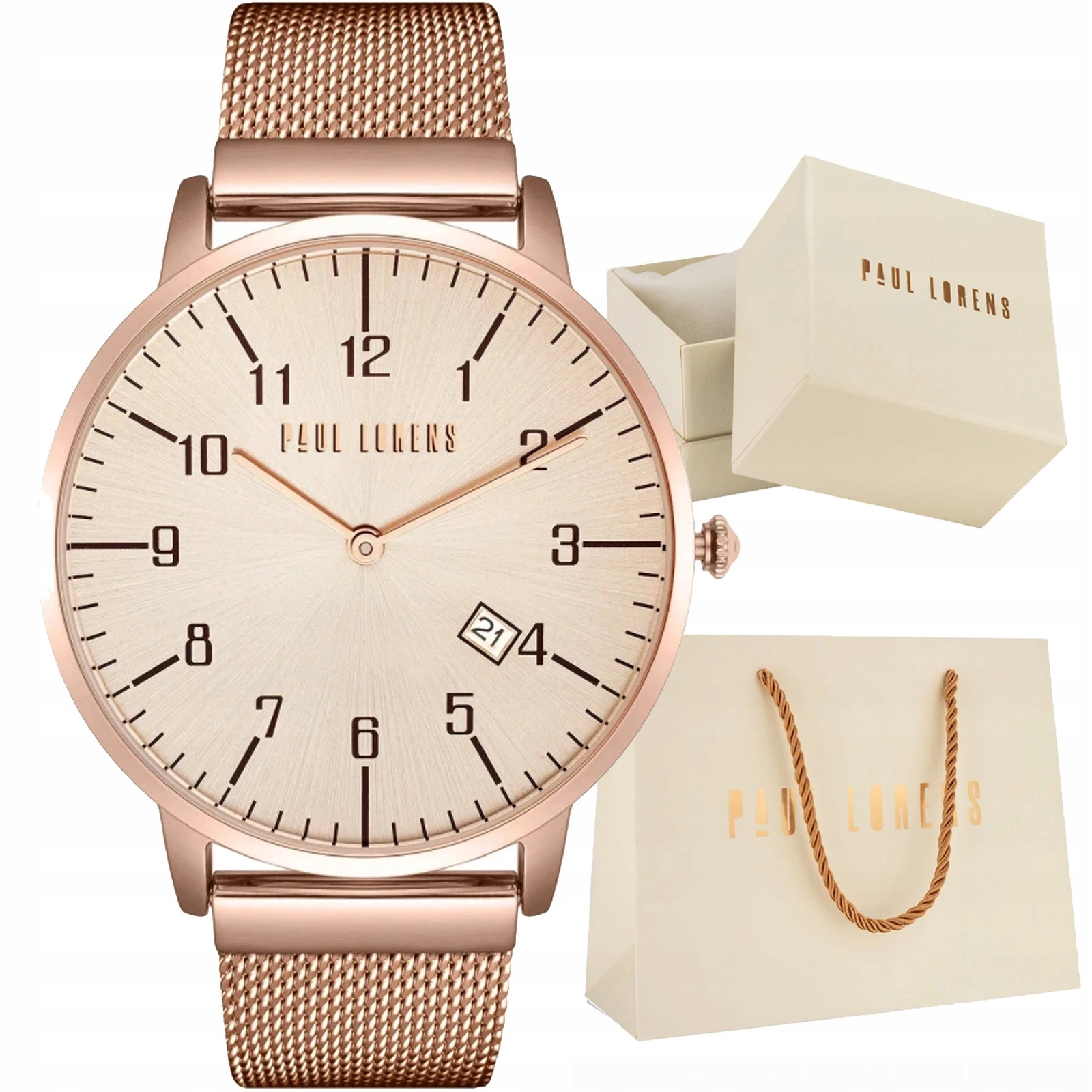 Dámské hodinky Paul Lorens 11503B-4D2 – s datumovkou a síťkou
