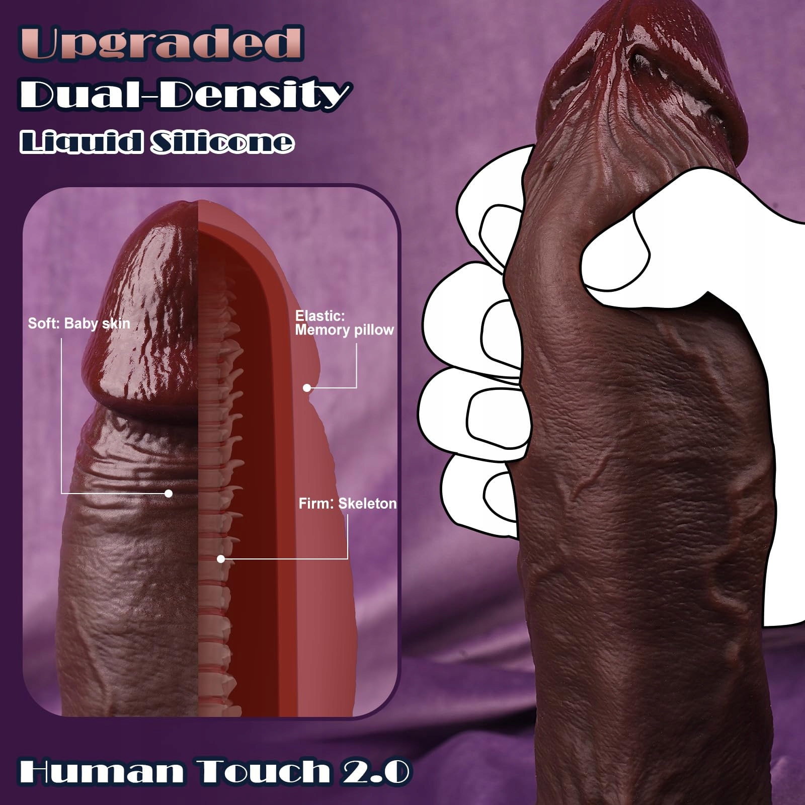 UTIMATEJOY Realistyczny Czarny Dildo 23CM Silikonowy Z Przyssawką — miniatura 4