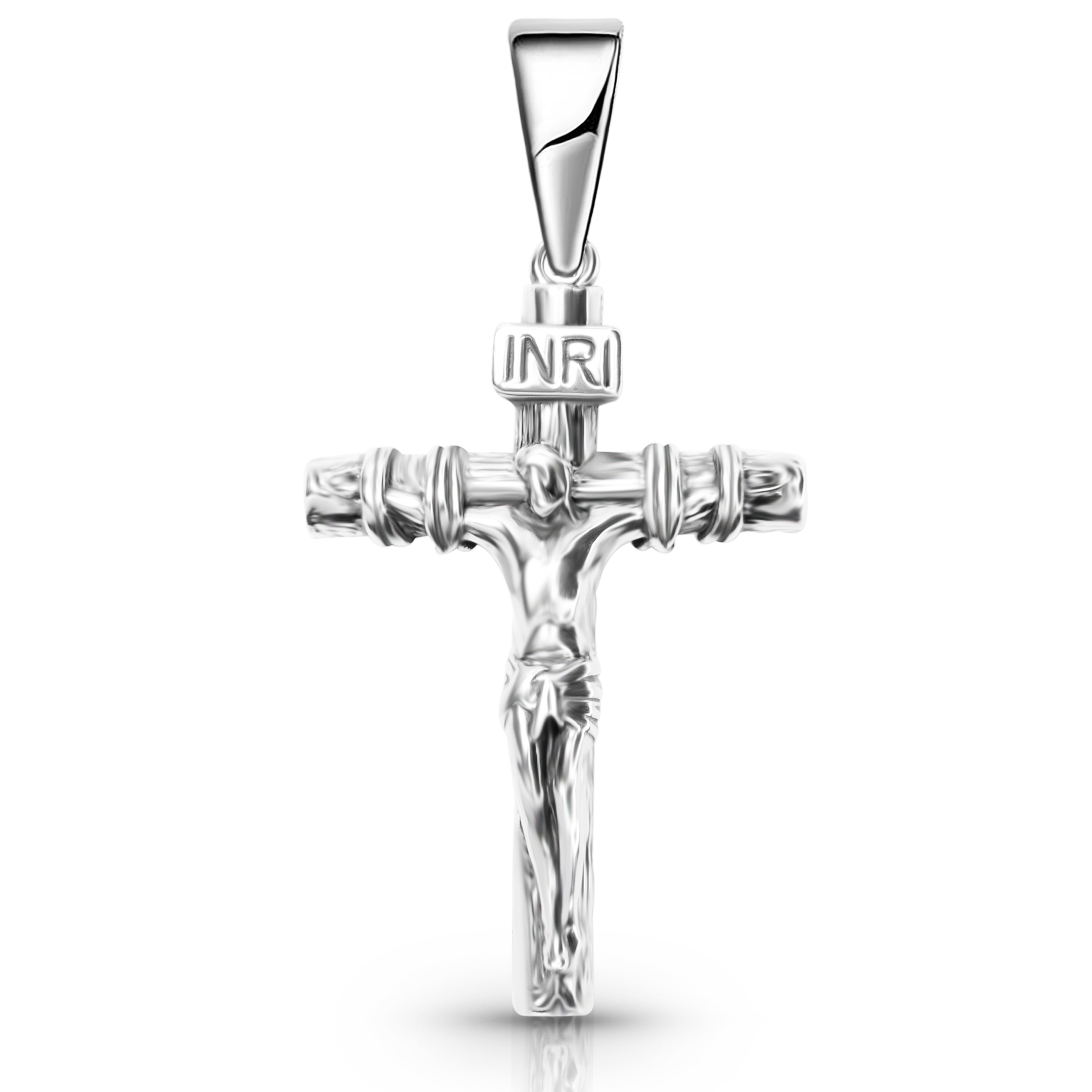 Křížek stříbrný 925 s Ježíškem velký pánský pevný přívěsek