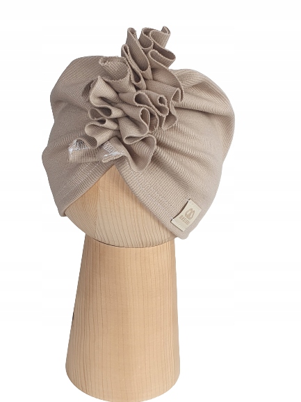 

Czapka Dla Dziewczynki, Turban Prążek, Beż 48-51cm