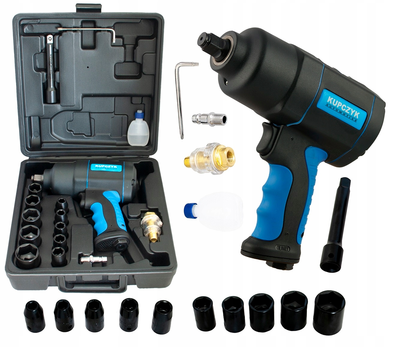 KLUCZ UDAROWY DO KÓŁ 1/2" Z NASADKAMI DO WULKANIZACJI ZESTAW KPK-1500