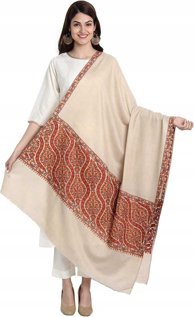 Zamour Kašmírová Šála Béžová S Oranžovým Vzorem 100/200 6FA