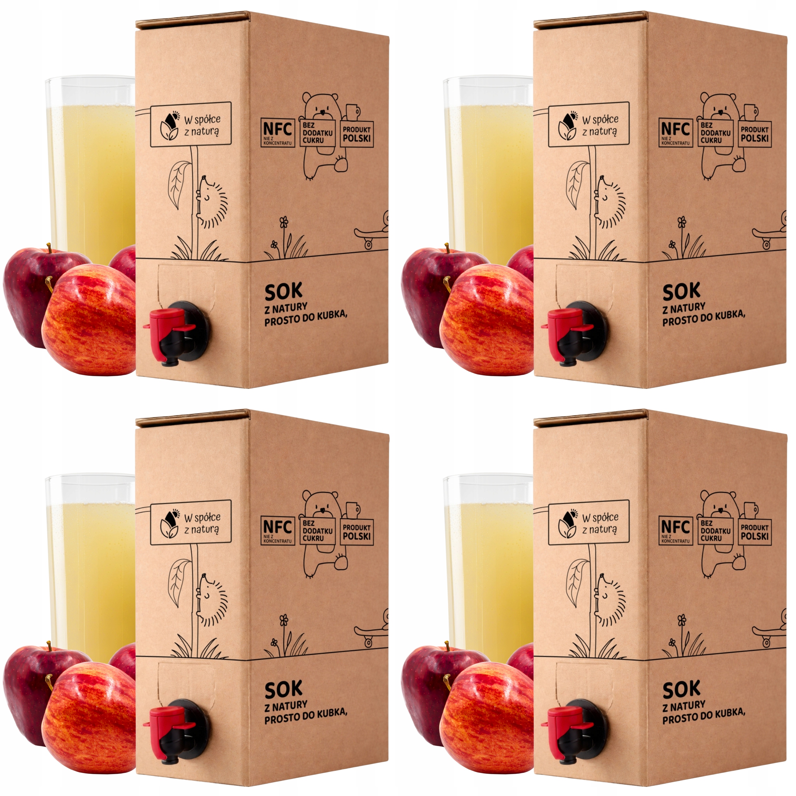 Sok Jabłkowy Tłoczony 100% Premium 5L Sok z Jabłek Nfc Bez Cukru 5 zestaw