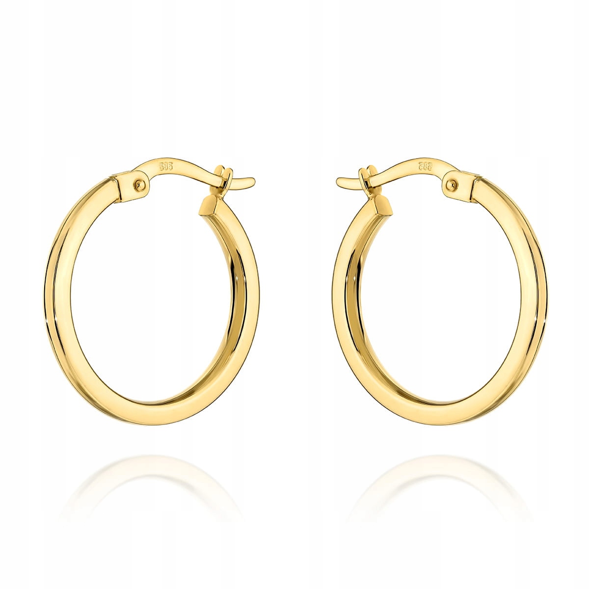 Náušnice s kolečky ze zlata 585 hladké se zkoseným bokem na anglickém zapínání