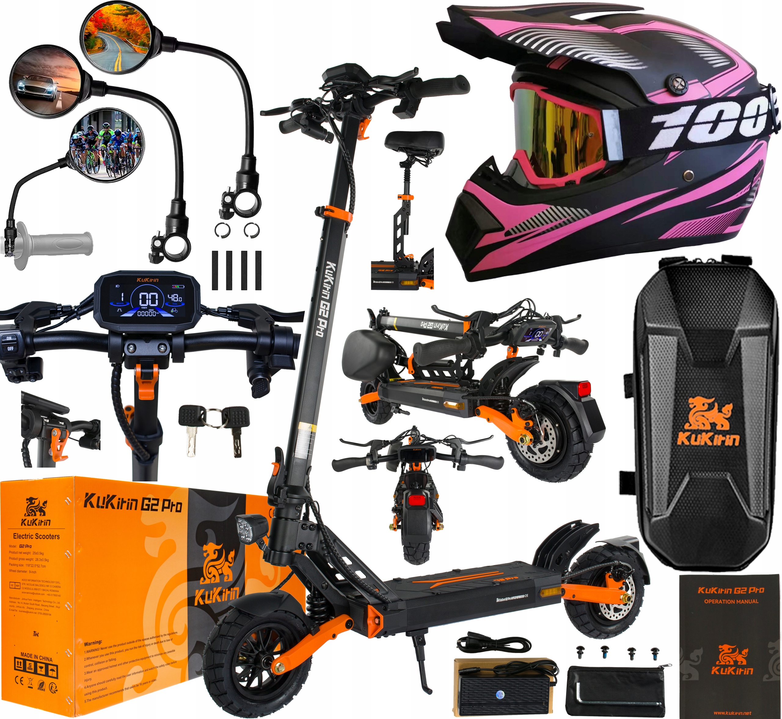 KuKirin G2 Pro skládací terénní 600W 48V 15.6AH 45KM/H 9" Mesky/Dámské Pl