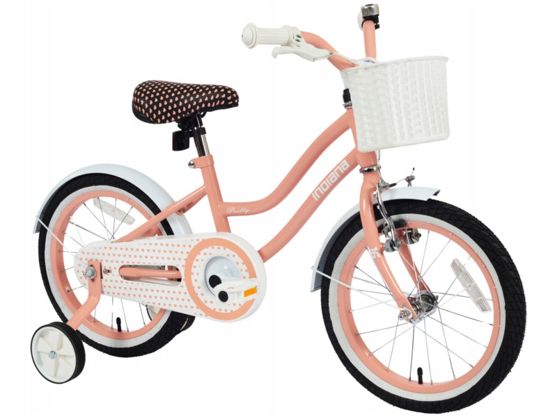 Rower dziecięcy Indiana Pretty 16 cali dla dziewczynki Brzoskwiniowy