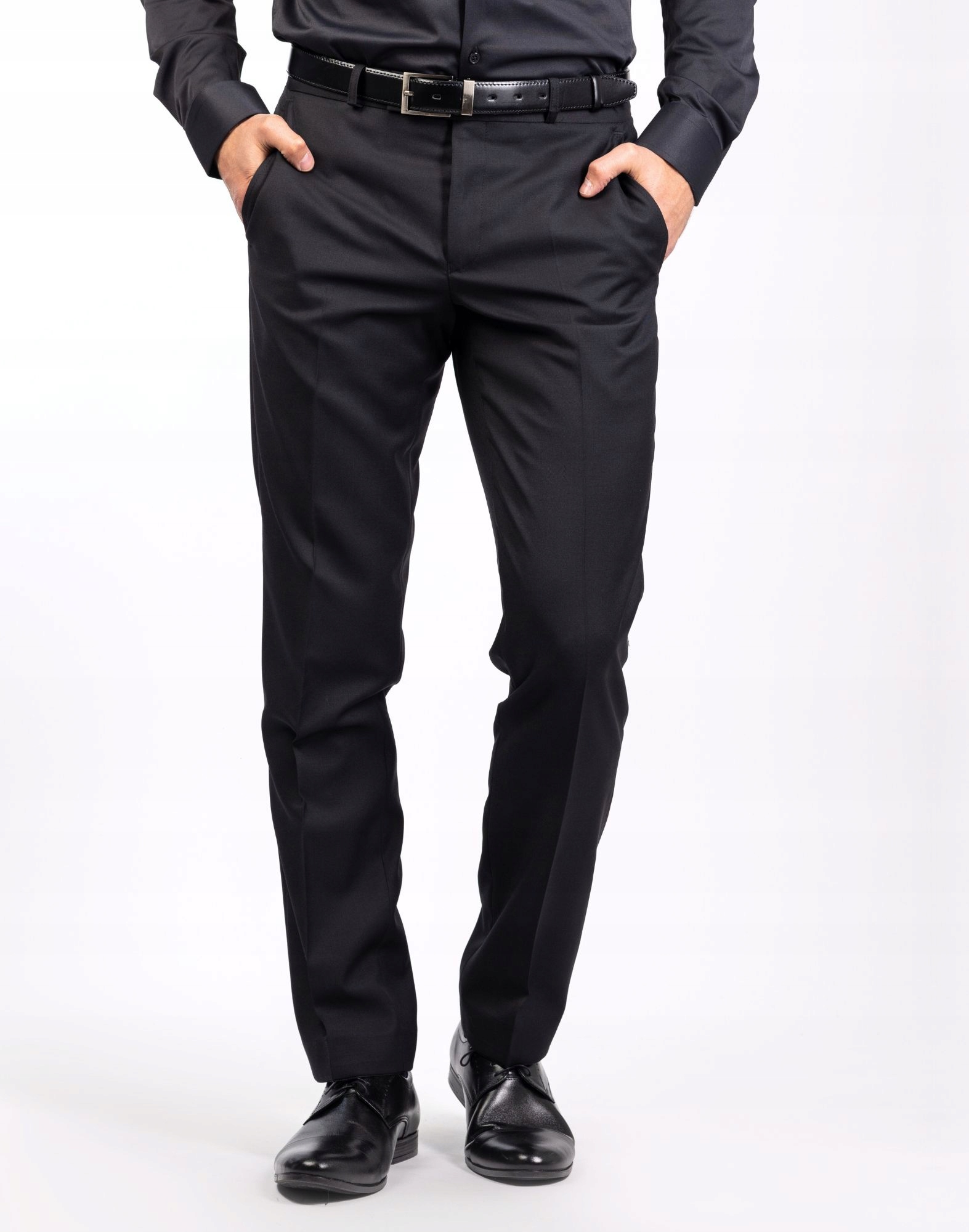 Spodnie męskie garniturowe czarne Regular W34 L36 188/90