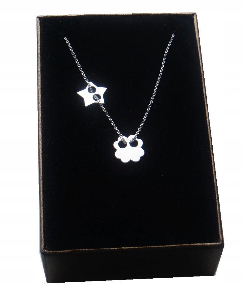 

Srebrny naszyjnik celebrytka gwiazdka koniczynka