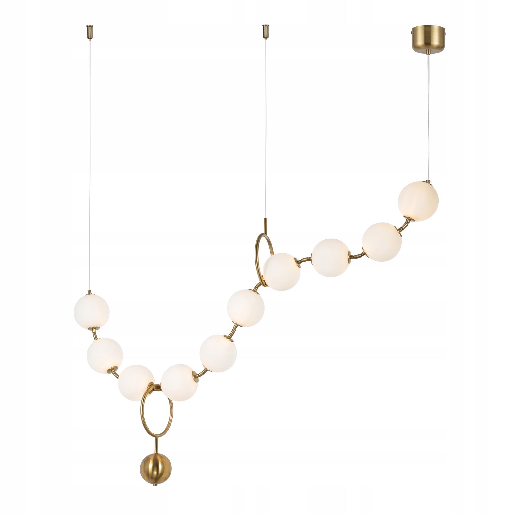 Závesná lampa Toolight 10-bodová zlatá biela Led sklo glamour 126 cm