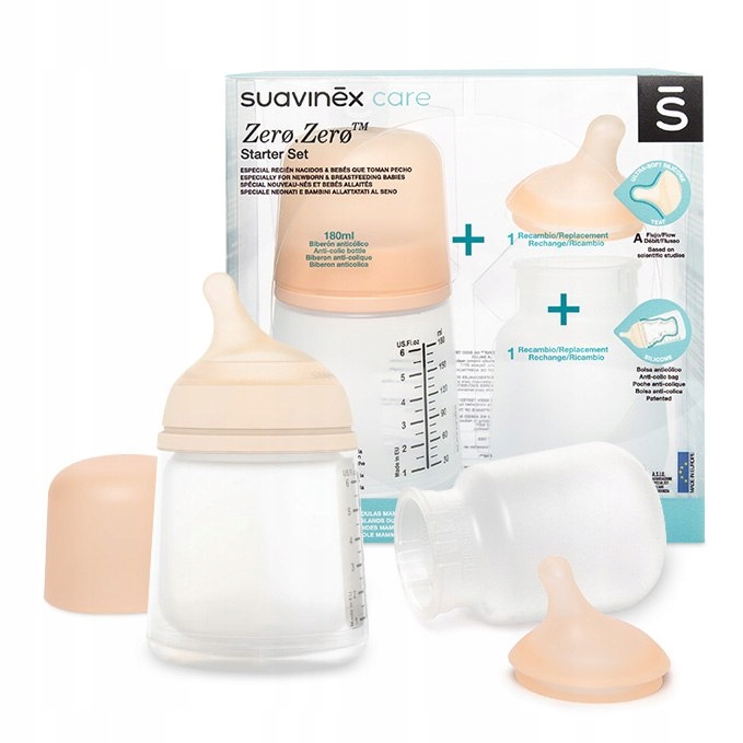 SUAVINEX ZESTAW BUTELKA ZERO 180 ML REGULOWANY A