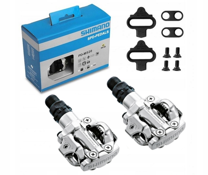 Nášlapné pedály Shimano PD-M520 stříbrné Zarážky SM-SH51