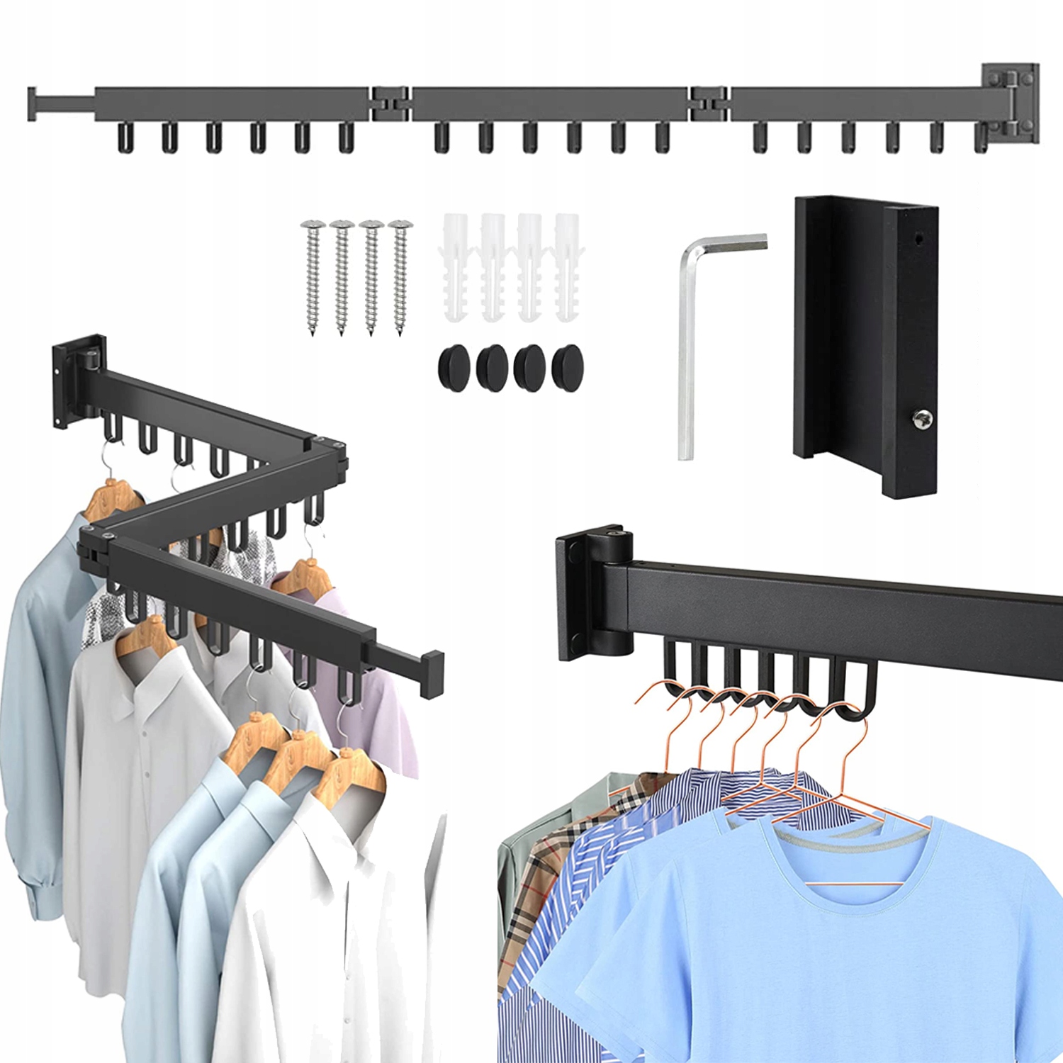 Levně Nástěnný Skládací Věšák Na Oblečení 120 CM