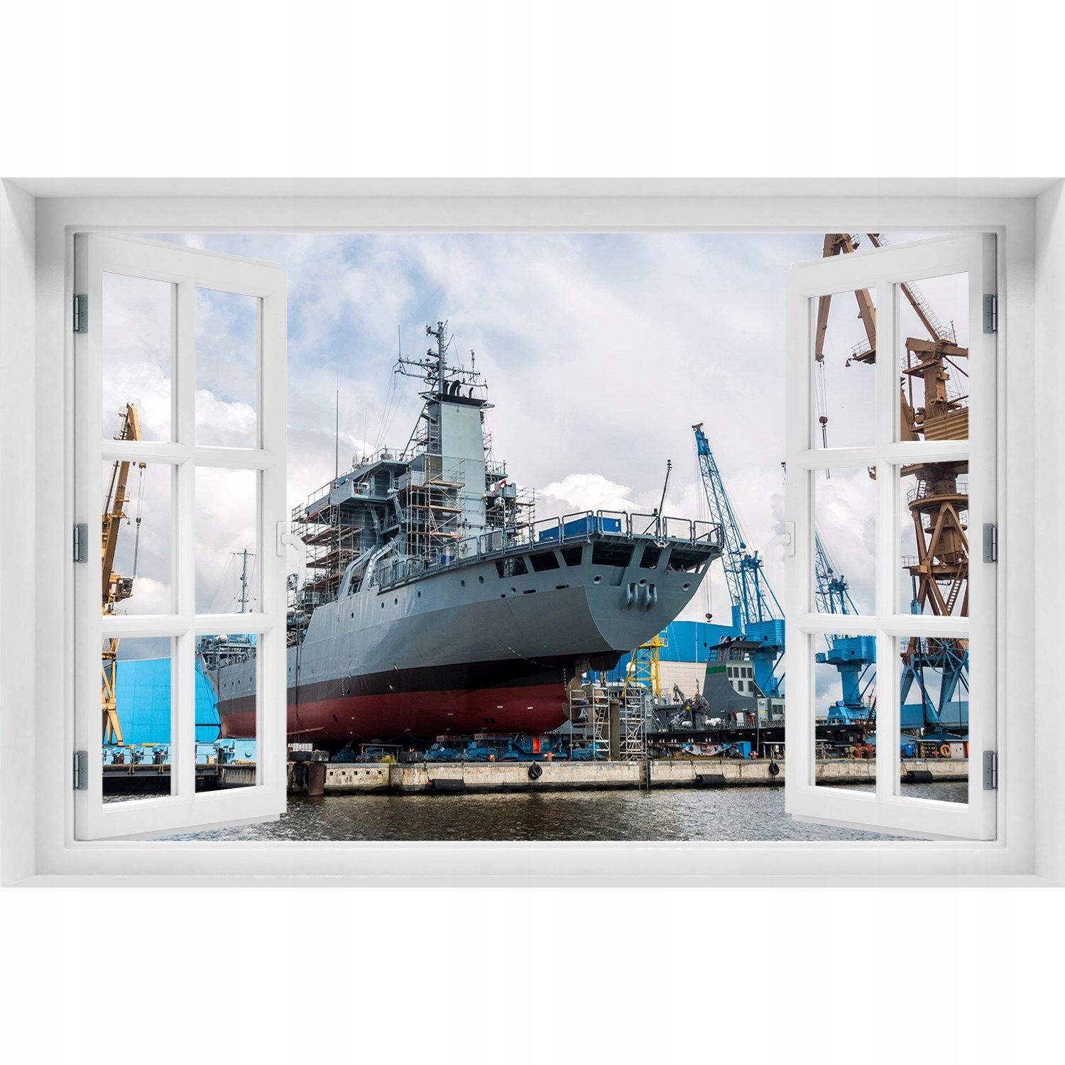 

Fototapeta Naklejka 3D Okno Stocznia statek 120x80
