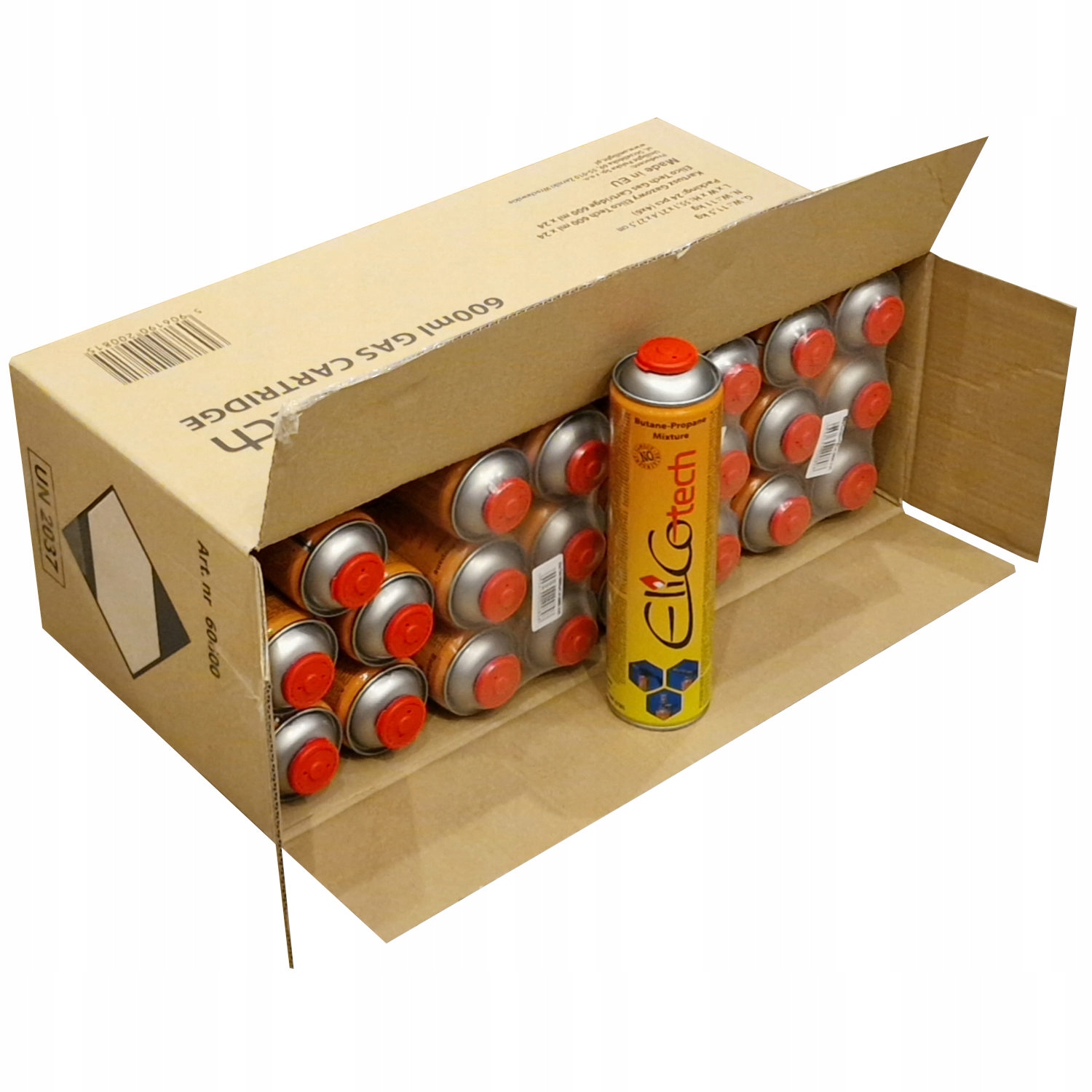 24 x Plynová bombička Univerzální plyn ElicoTech 600ml 336g do sporáku