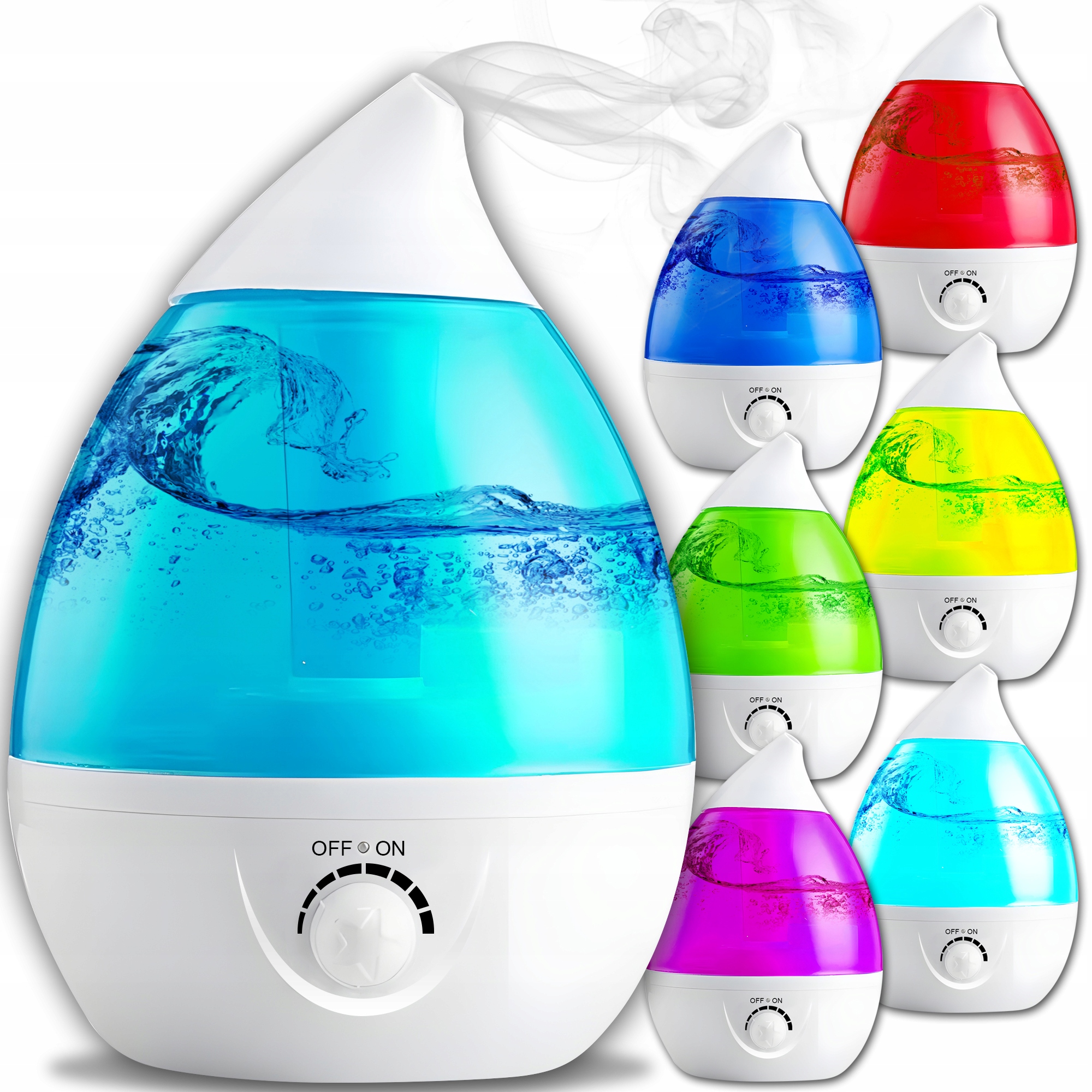 Zvlhčovač Vzduchu Difuzér Cool Led Lampa Rbg 7 barev Tichý A Výkonný 25W