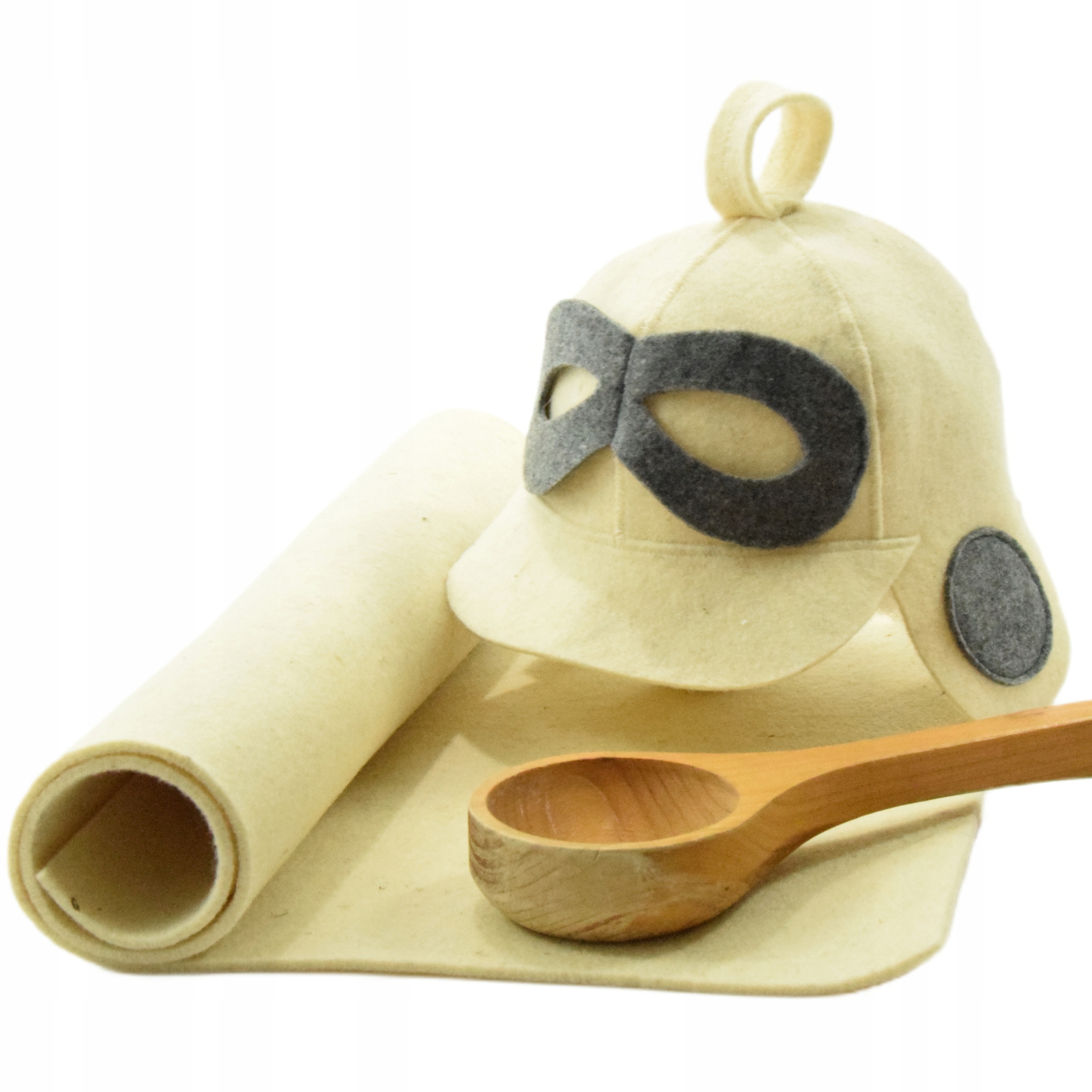 Čepice podložka kobereček z vlny – Set do sauny „pilotka“ – M