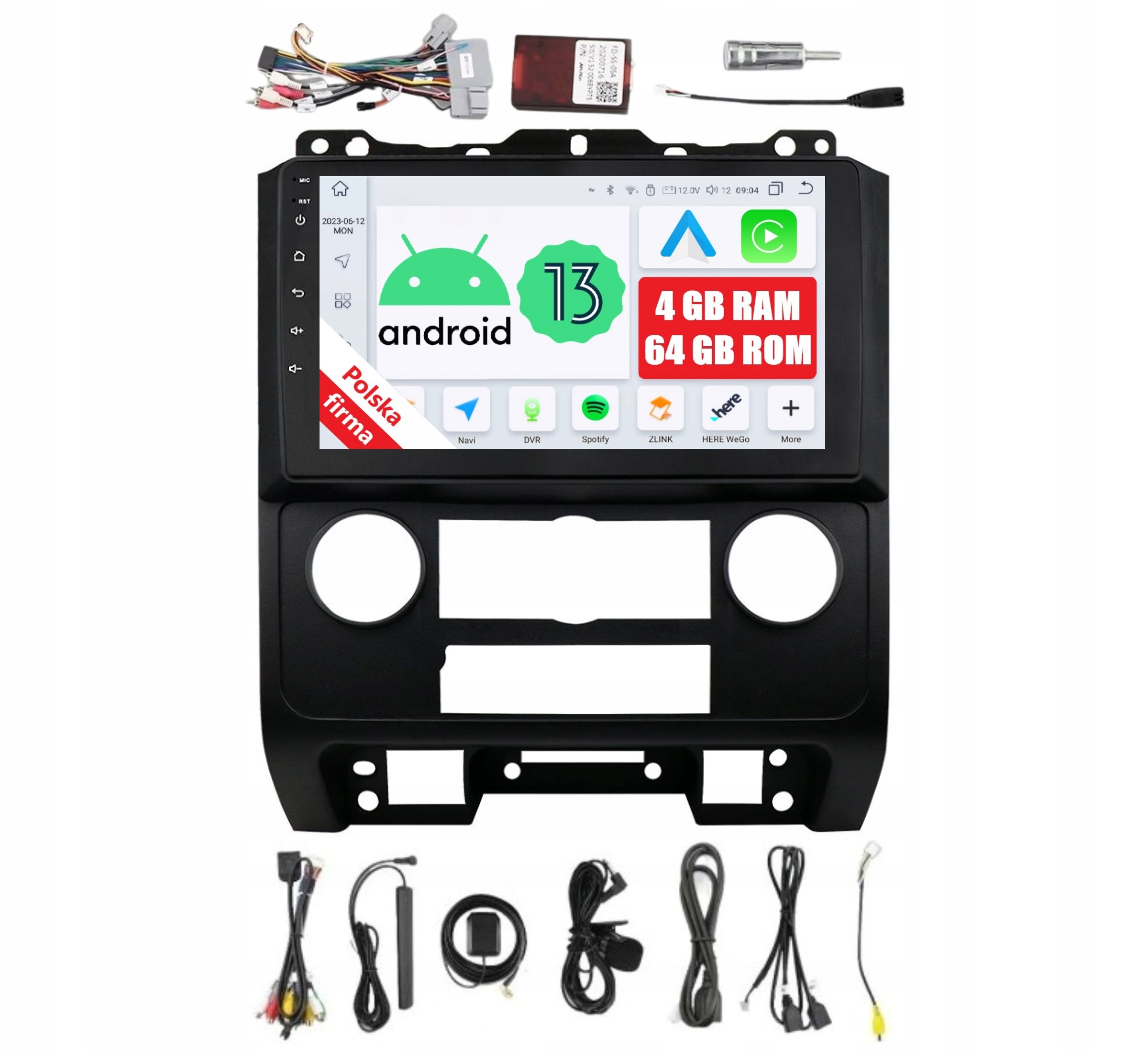 Navigace Rádio 2DIN Android Ford Escape 2 II 4/64 Gb Dsp Carplay Lte