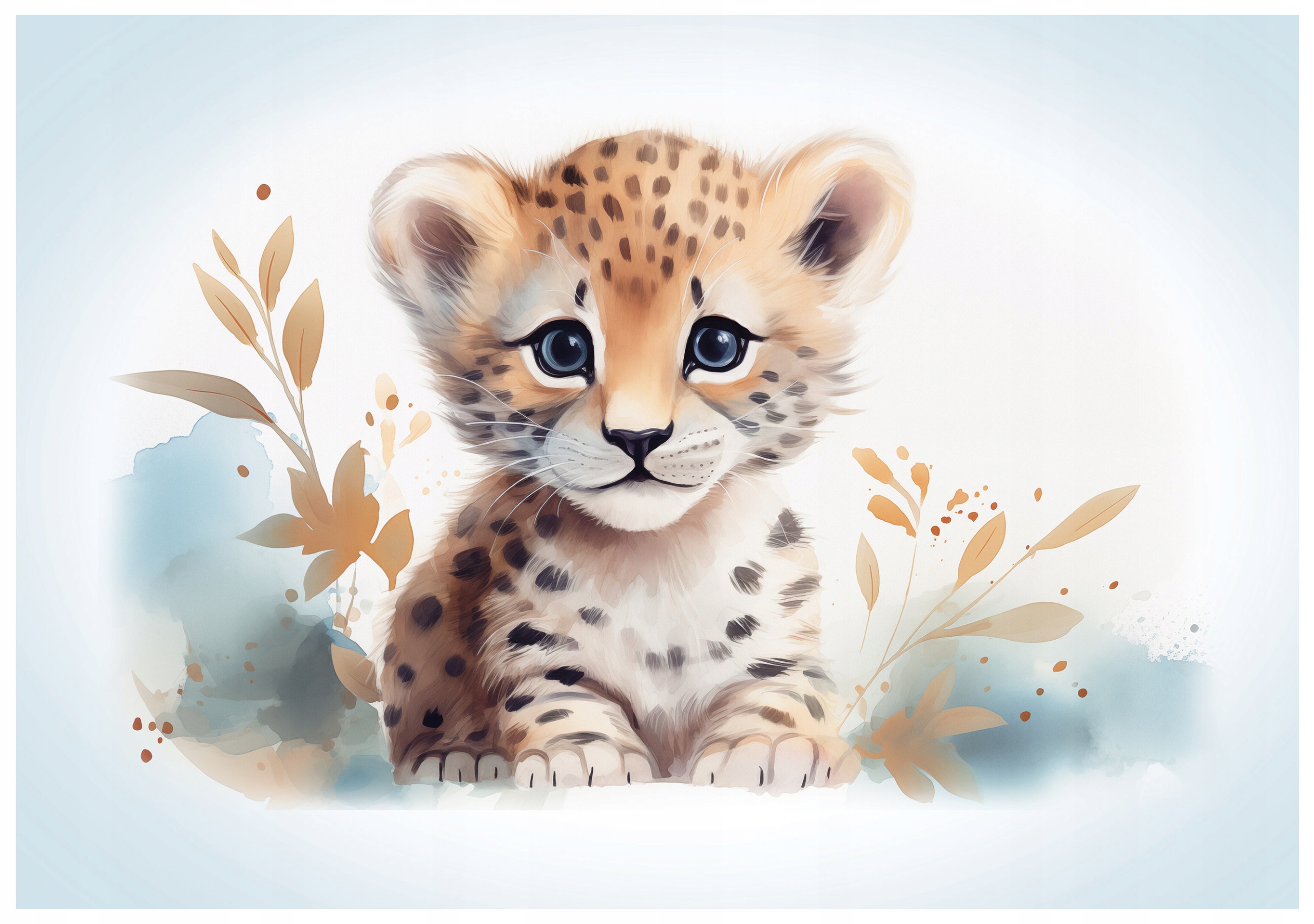 Fototapeta Gepard akvarelové listy vinyl do dětského pokoje 254x184 lepidlo