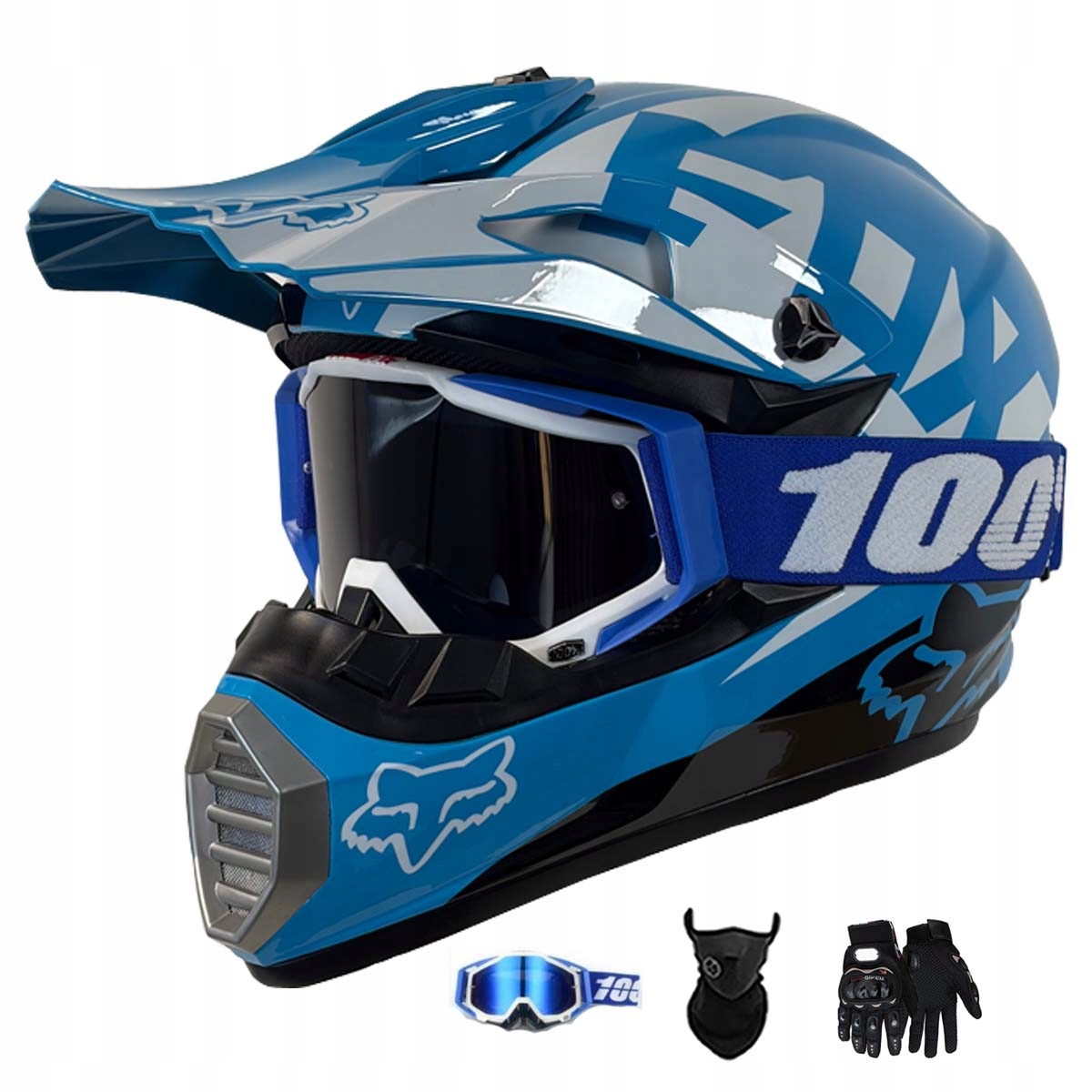 Motocyklová Přilba Crossová Lehká Enduro Quada Brýle Rukavice Maska L
