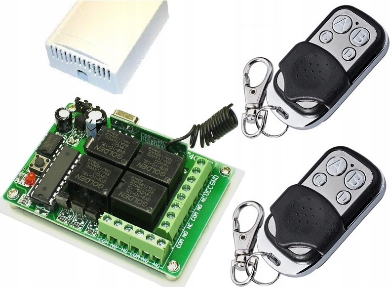 4k/12Vdc Zdalne sterowanie bramą Sterownik radiowy 4 przekaźniki piloty