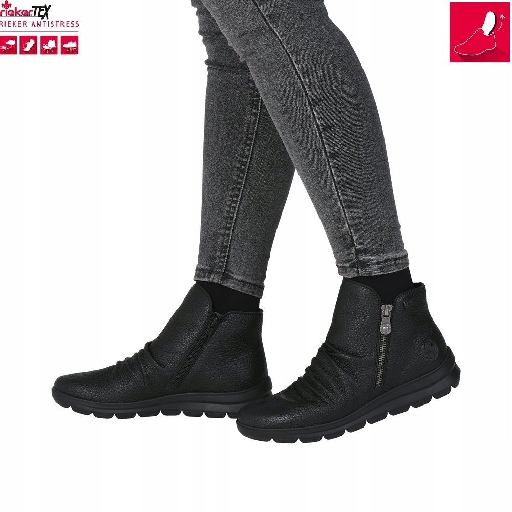 Rieker krátké kozačky z přírodní kůže s membránou Tex, velikost vel