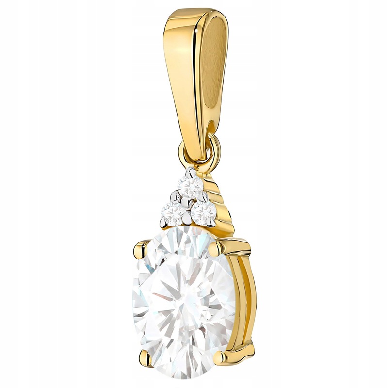 Złota Zawieszka Wisiorek pr 585 z Diamentem Laboratoryjnym 1,00ct Pudełko