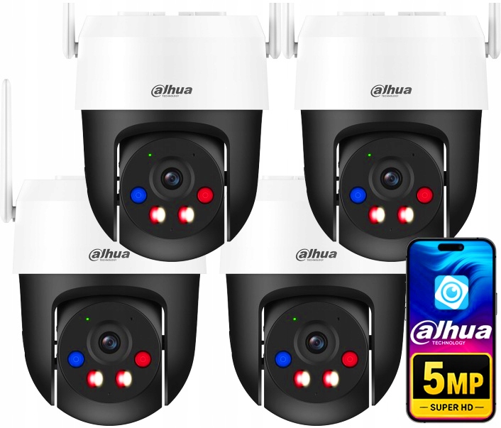 WiFi otočná 5MPx venkovní kamera Dahua P5AS-PV Alarm Detekce Led 4ks