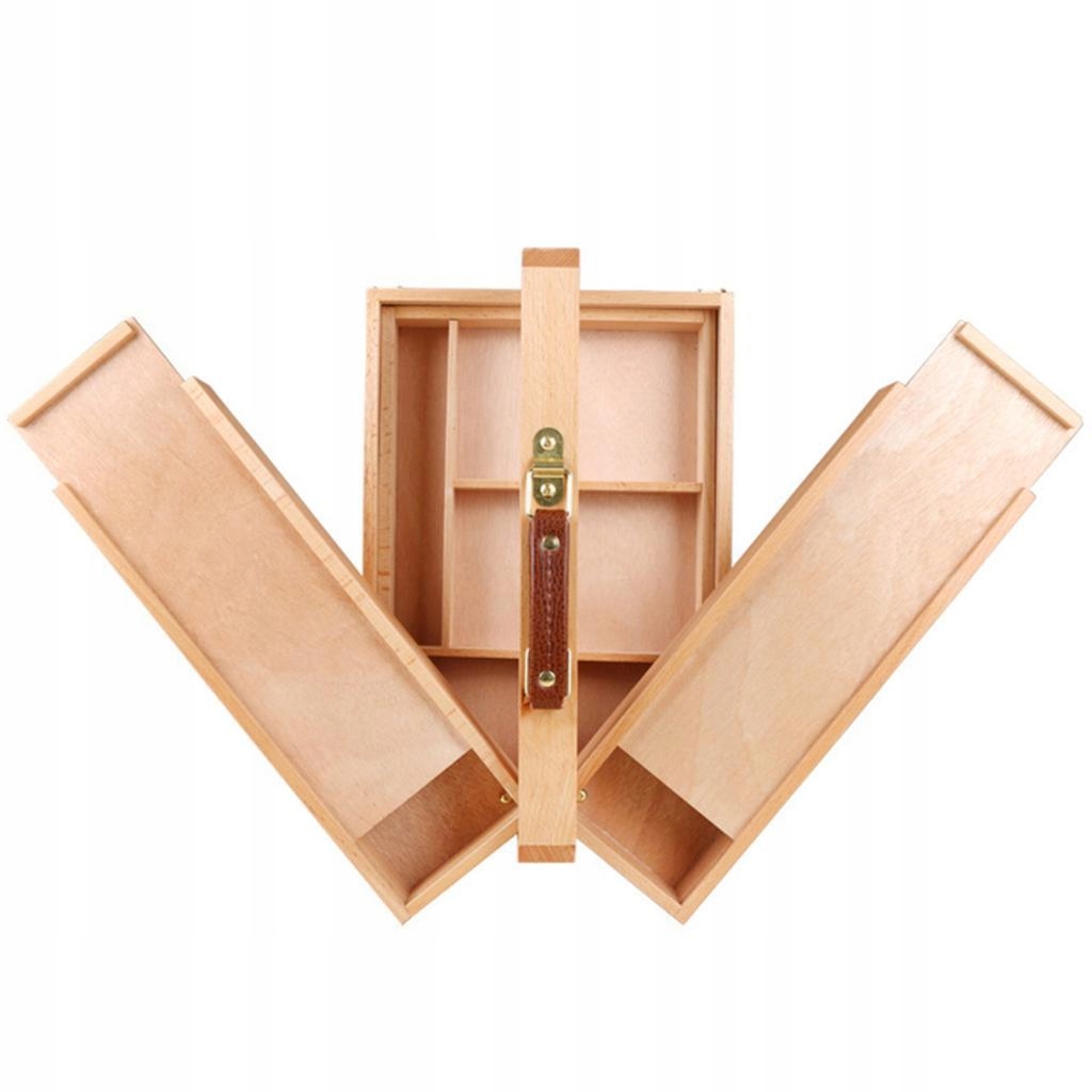 Beechwood Artist Supply Storage Box with Drawer Artist Tool Brush Storage