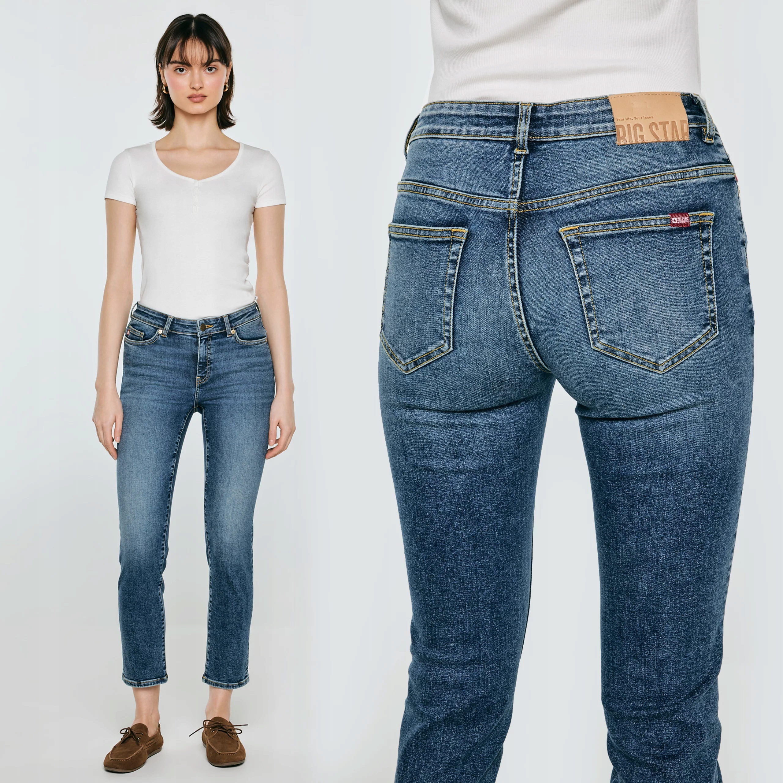 Big Star Jeansy damskie niebieskie Adela Cropped 296 33/28