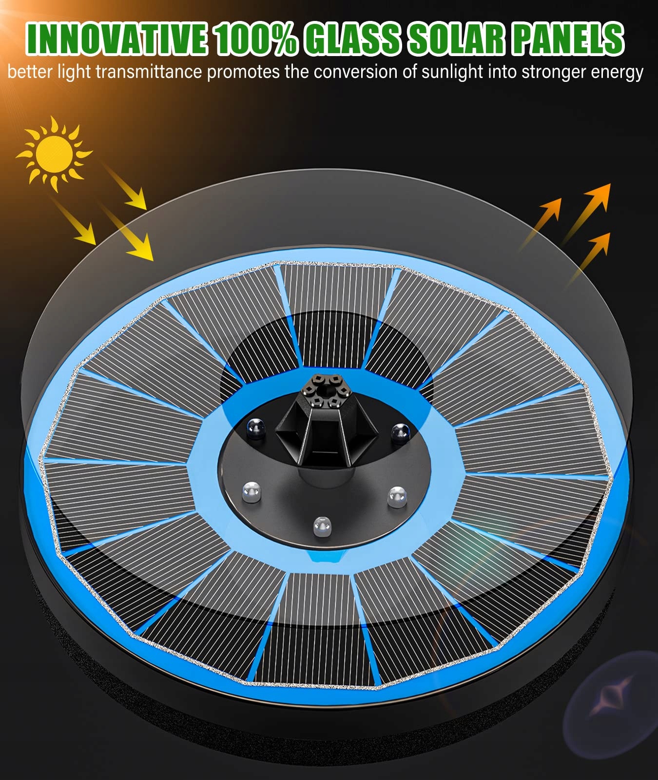 SZMP Solar Fontanna Ogrodowa LED 3.5W Z Akumulatorem 2200mAh Do Stawu — miniatura 3