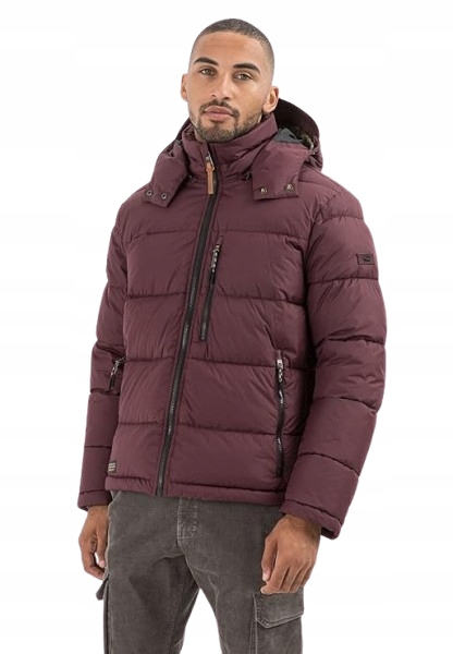 Camel Active Prošívaná Bunda S Kapucí Ve Vínové Barvě 50 6EA