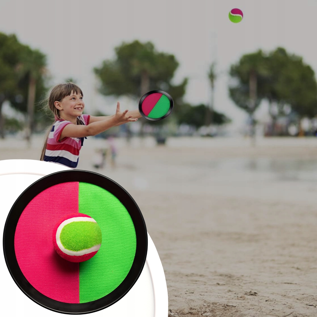 CATCH BALL GRA NA RZEPY RZUCAJ ŁAP PALETKI + PIŁKA DLA DWOJGA DLA DWÓCH EAN (GTIN) 5905902913081