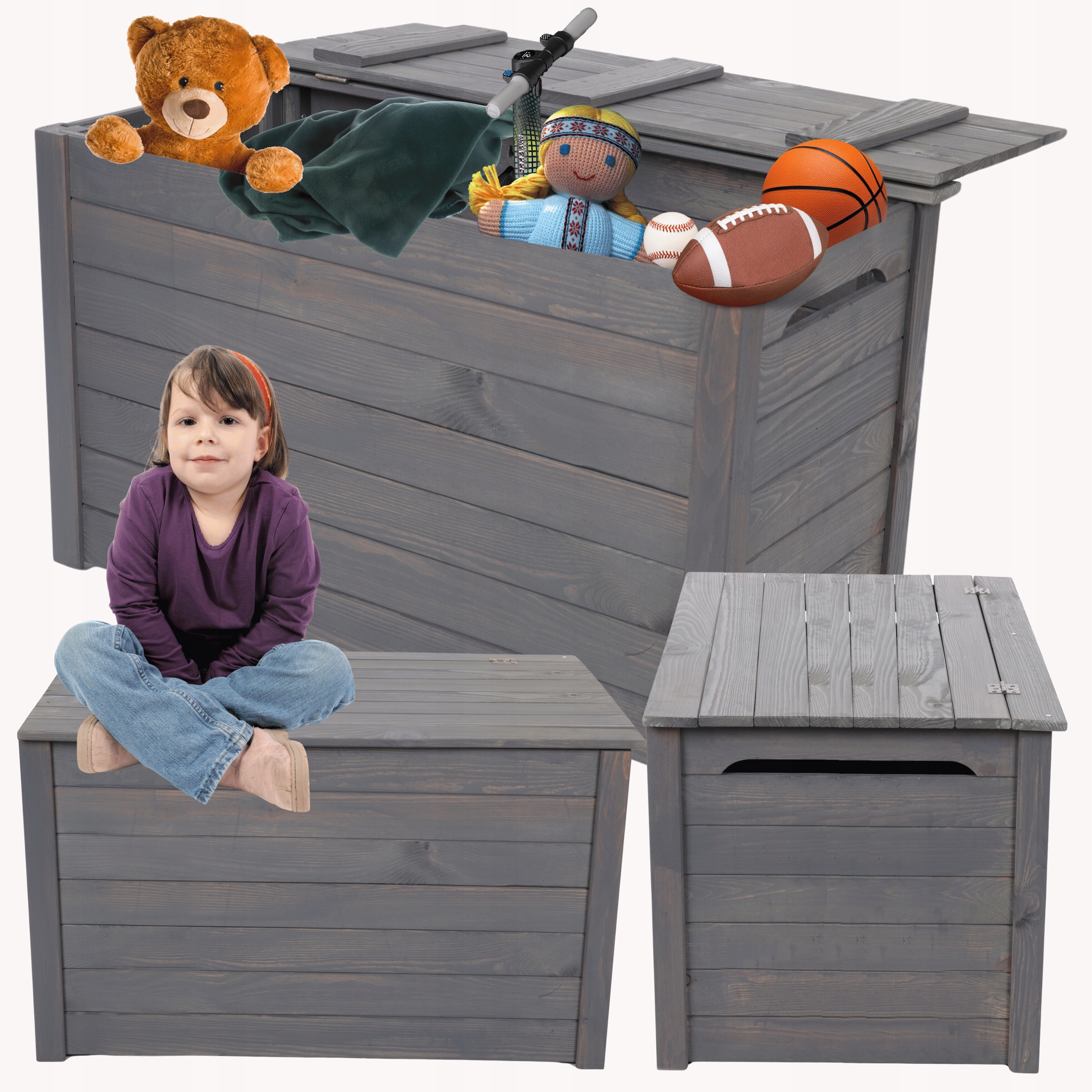 Drevená záhradná skrinka na hračky kufor na balkón, terasu do domu 190L